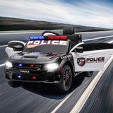 Licensed Dodge Charger 12V Ride-On Police Car with 3 Speeds and Bluetooth Connectivity