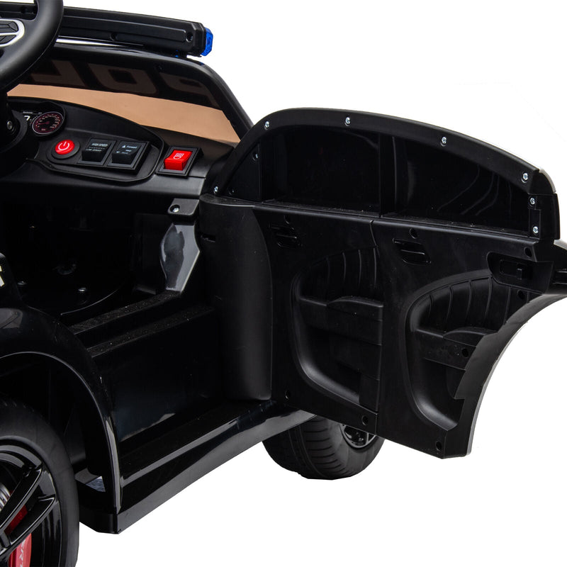Licensed Dodge Charger 12V Ride-On Police Car with 3 Speeds and Bluetooth Connectivity