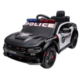 Licensed Dodge Charger 12V Ride-On Police Car with 3 Speeds and Bluetooth Connectivity