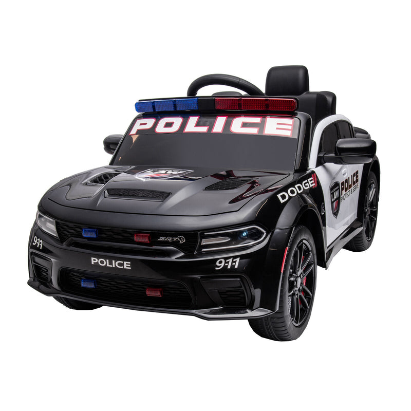 Licensed Dodge Charger 12V Ride-On Police Car with 3 Speeds and Bluetooth Connectivity