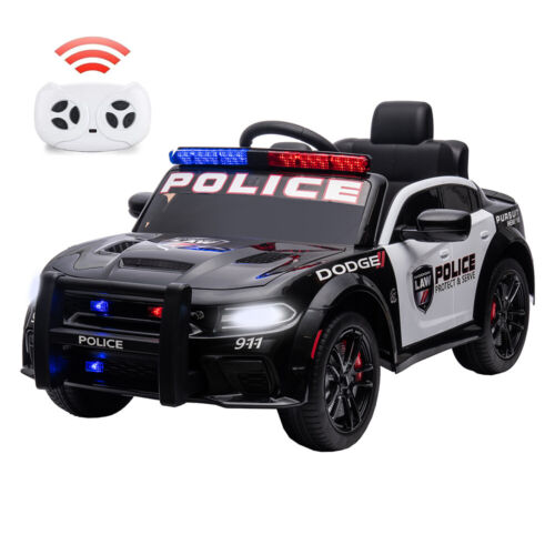 Licensed Dodge Charger Police Sports Car for Kids with LED Lights, USB and MP3 Capabilities - 12V