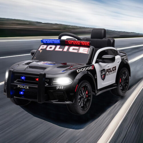 Licensed Dodge Charger Police Sports Car for Kids with LED Lights, USB and MP3 Capabilities - 12V