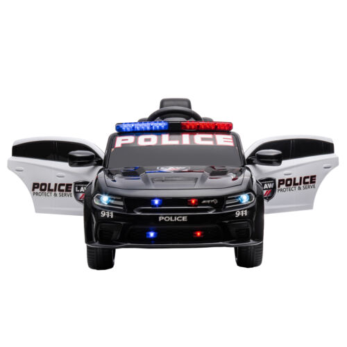 Licensed Dodge Charger Police Sports Car for Kids with LED Lights, USB and MP3 Capabilities - 12V