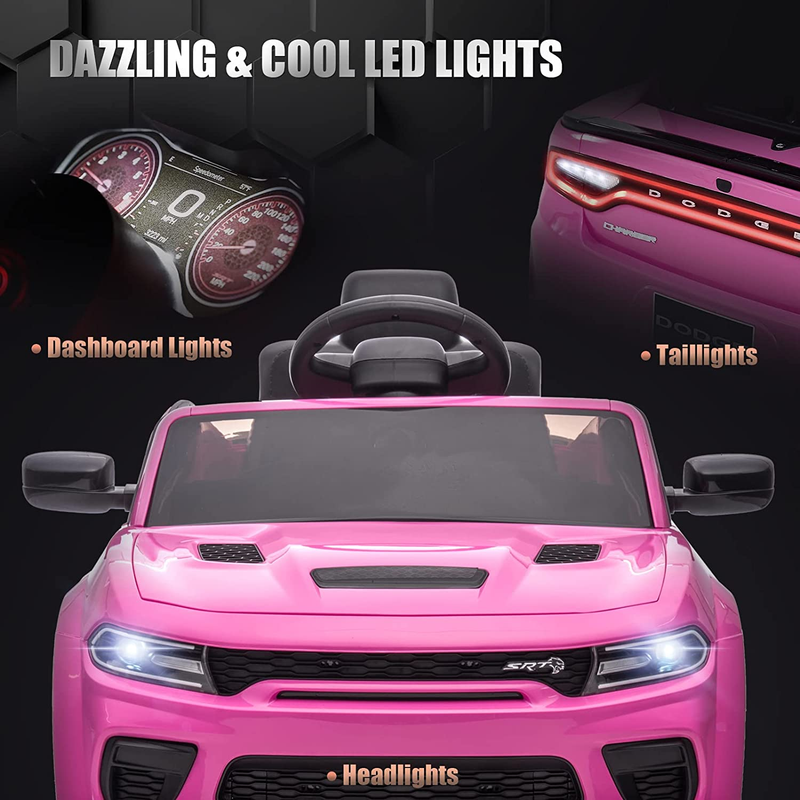 Licensed Dodge Charger SRT Hellcat 12V Electric Ride-On Car for Kids with 7Ah Battery