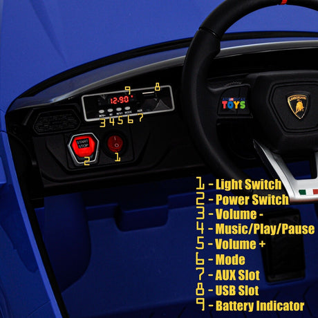 Licensed Lamborghini 12V Electric Ride-On Car for Kids with R/C and MP3 - Available in Multiple Colors
