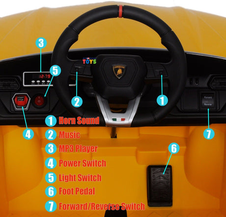 Licensed Lamborghini 12V Electric Ride-On Car for Kids with R/C and MP3 - Available in Multiple Colors
