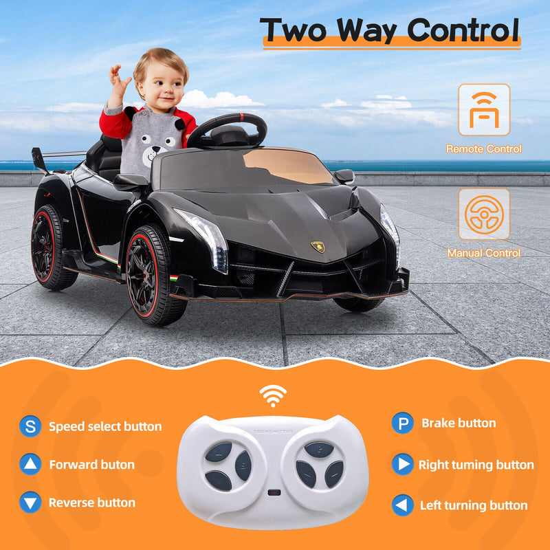 Licensed Lamborghini 2-Seater Electric Ride On Car for Kids with Remote Control - 12V US Version