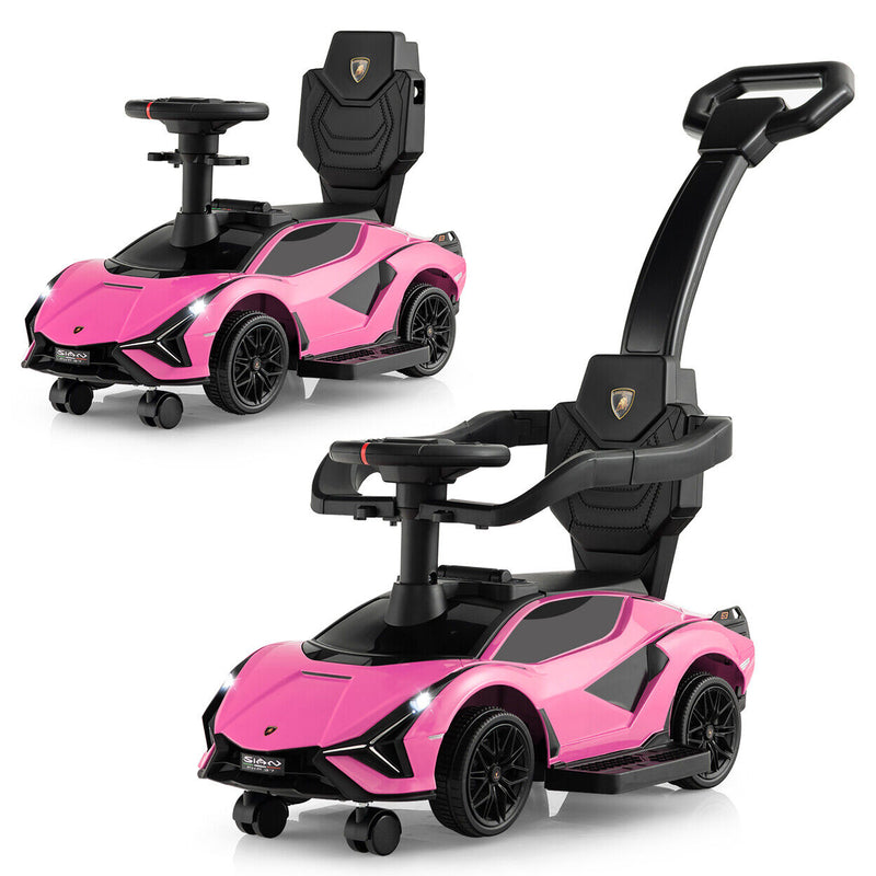 Licensed Lamborghini 3-in-1 Push Car with USB Port for Toddlers: Ride On, Walk, and Stroll in Style!