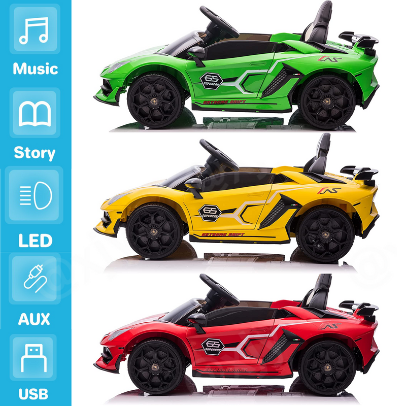 Licensed Lamborghini Aventador 12V Battery Powered Ride-On Car for Kids - The Perfect Toy Gift!