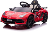 12V Licensed Lamborghini Aventador Ride-On Car with Hydraulic Doors and 3 Speed Options for Kids