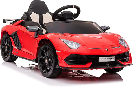 12V Licensed Lamborghini Aventador Ride-On Car with Hydraulic Doors and 3 Speed Options for Kids
