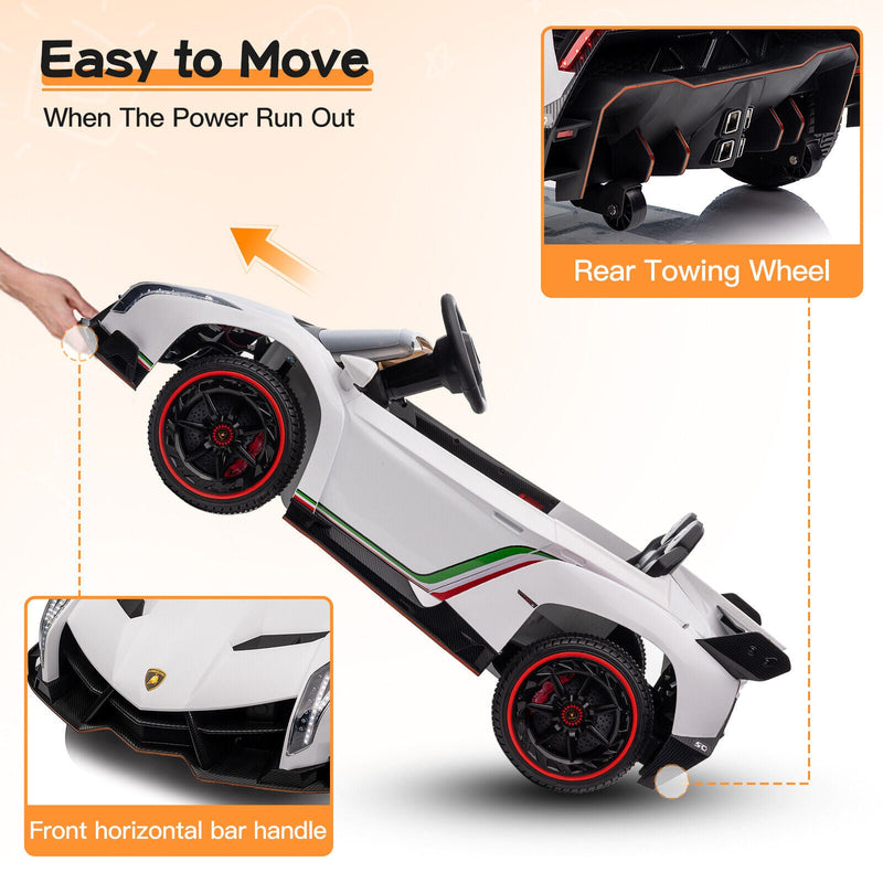 Licensed Lamborghini Electric Ride-On Car for Kids with Remote Control and LED Lights - 12V