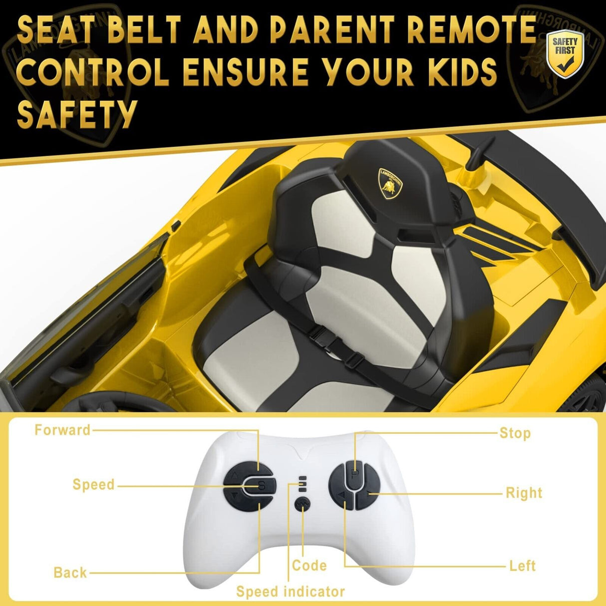 Licensed Lamborghini McLaren 12V Electric Ride-On Car for Kids with Remote Control