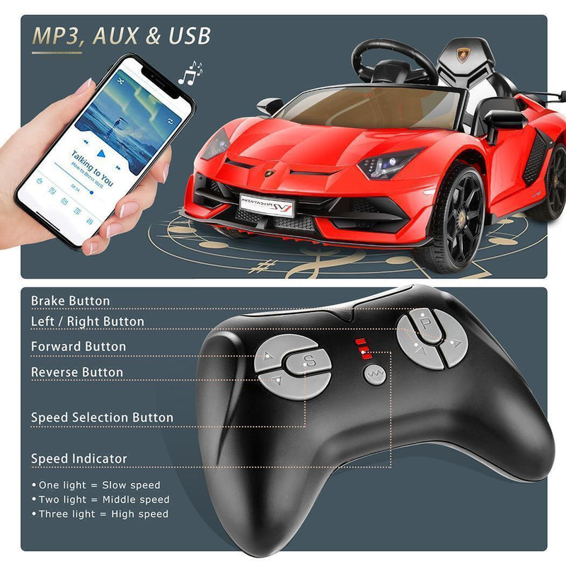 12V Lamborghini Kids Ride On Sports Car with Remote Control - Battery Powered Toy