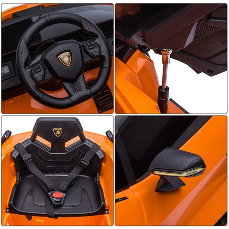 Licensed Lamborghini Sian 12V Electric Ride-On Car for Kids in Orange Plastic