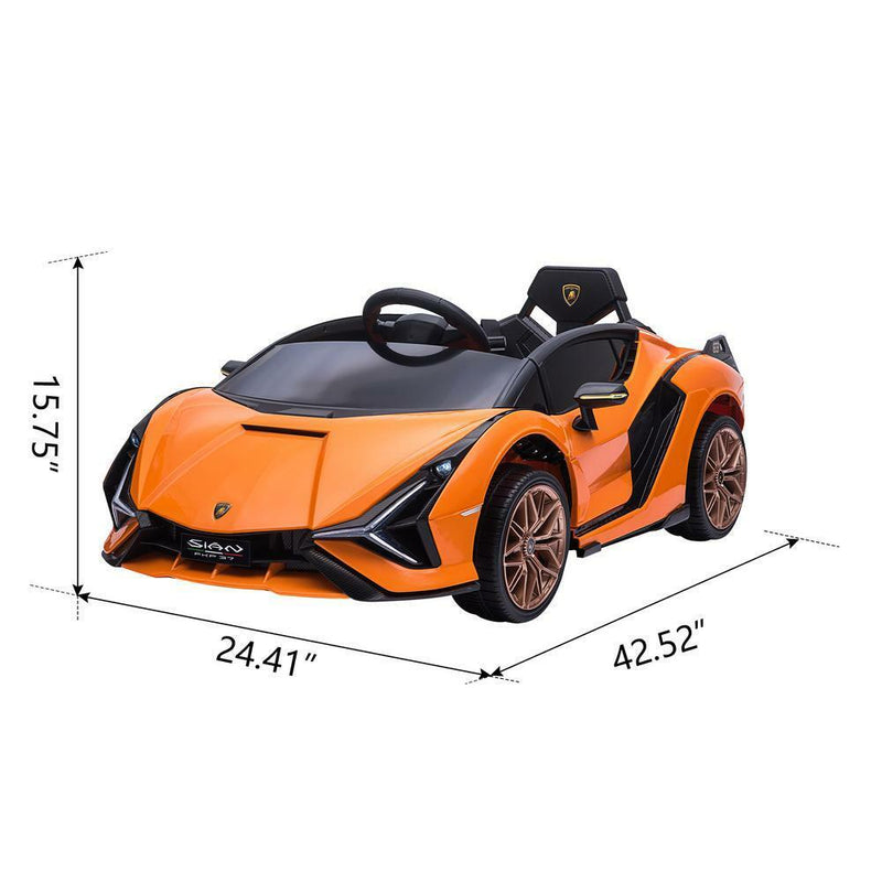Licensed Lamborghini Sian 12V Electric Ride-On Car for Kids in Orange Plastic