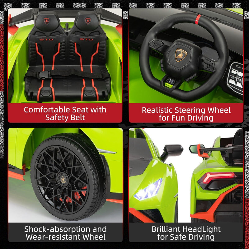 Licensed Lamborghini STO Ride On Car for Kids with RC and Music - 12V Electric Toy Vehicle