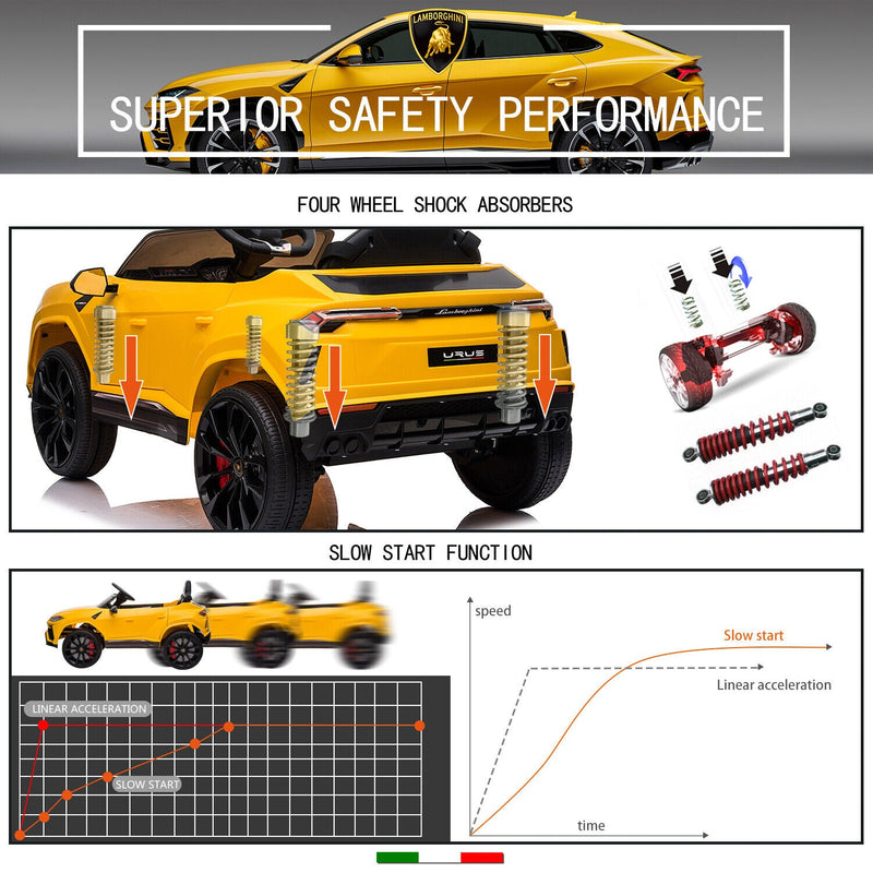 Licensed Lamborghini Urus SUV Ride-On Car for Kids with Remote Control and MP3 Player - 12V