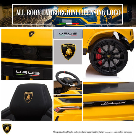 Licensed Lamborghini Urus SUV Ride-On Car for Kids with Remote Control and MP3 Player - 12V