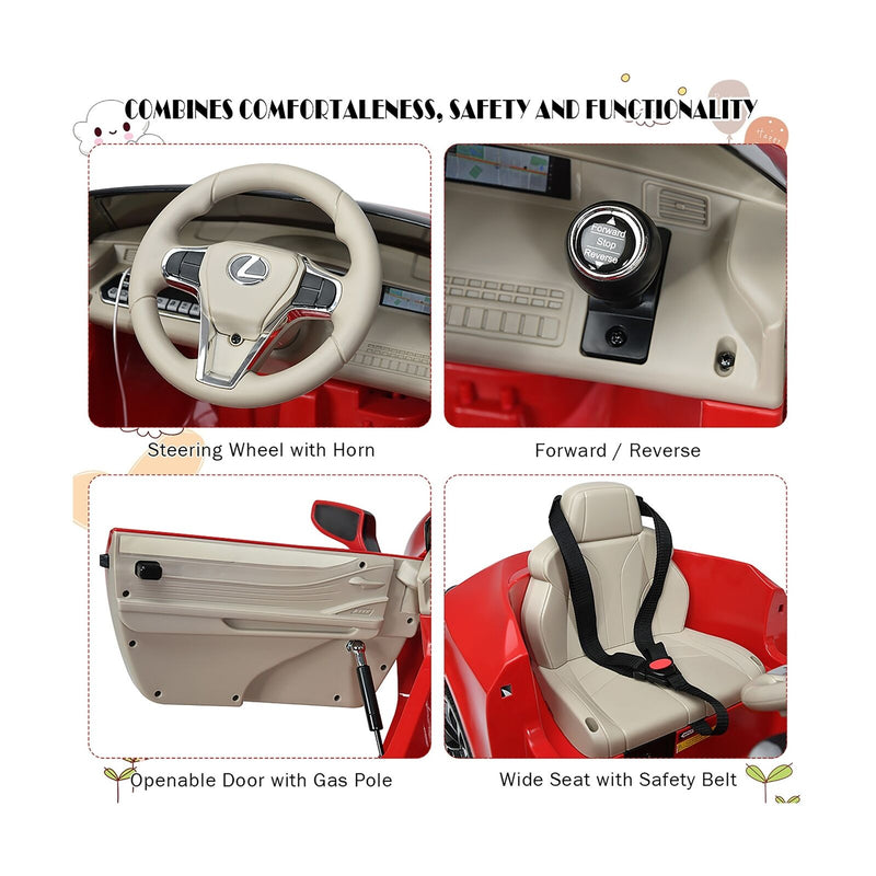 Licensed Lexus LC500 12V Electric Ride-On Car with Remote Control for Kids