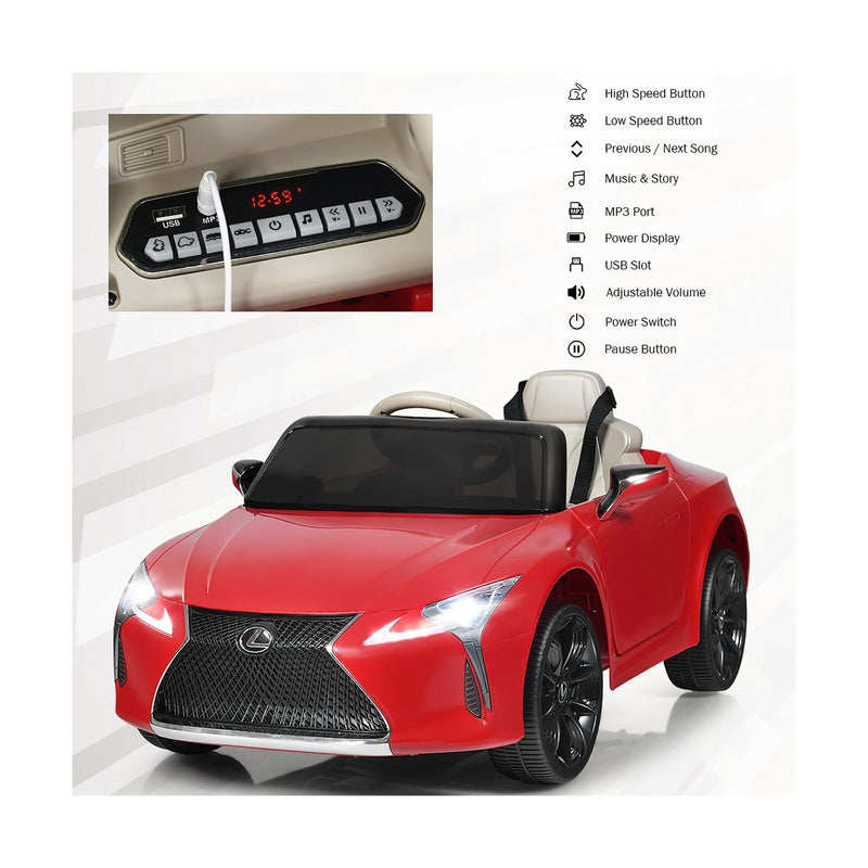Licensed Lexus LC500 12V Electric Ride-On Car with Remote Control for Kids
