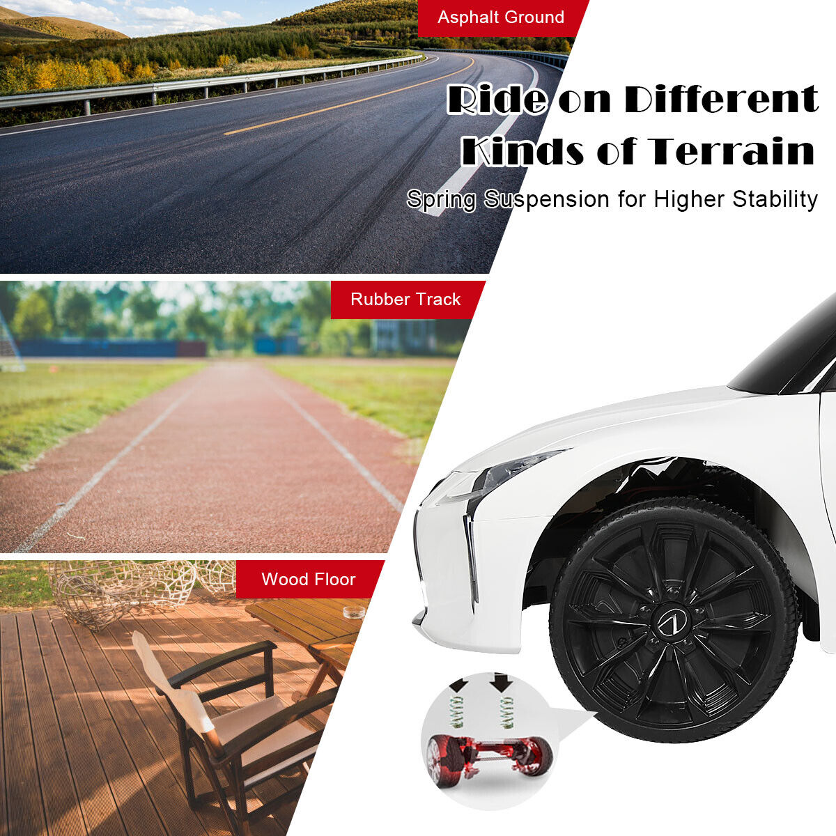 Licensed Lexus LC500 12V Kids Ride-On Car with Remote Control - White
