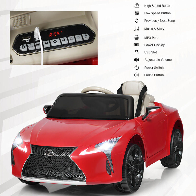 Licensed Lexus LC500 Electric Ride-On Car for Kids with Remote Control - Red