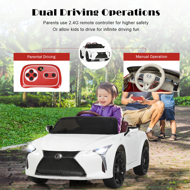 Licensed Lexus LC500 Electric Ride-On Car for Kids with Remote Control - White
