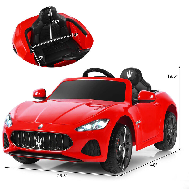 Licensed Maserati GranCabrio 12V Ride-On Car for Kids with Music & Remote Control - Red