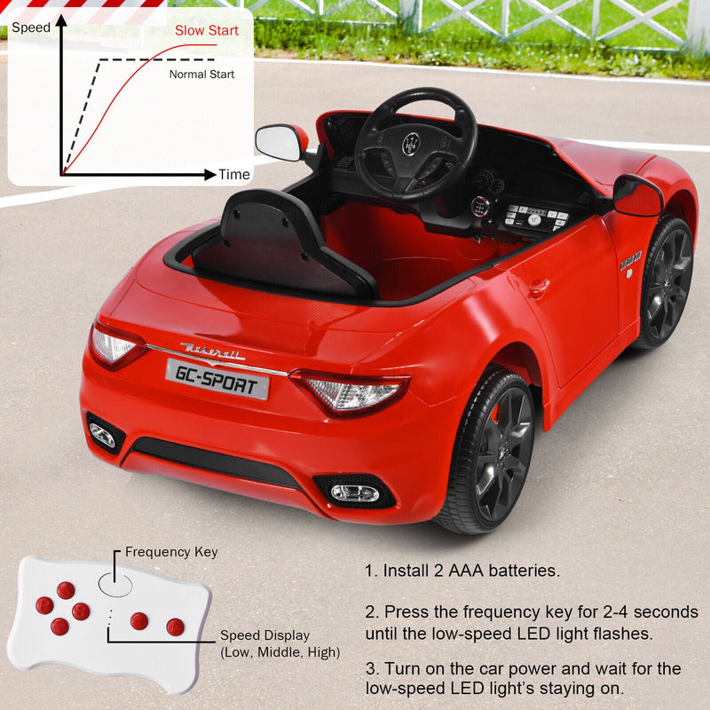 Licensed Maserati GranCabrio 12V Ride-On Car for Kids with Music & Remote Control - Red