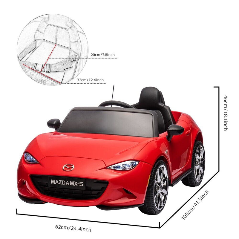 Licensed Mazda 12V Ride-On Car for Kids with Remote Control and LED Lights