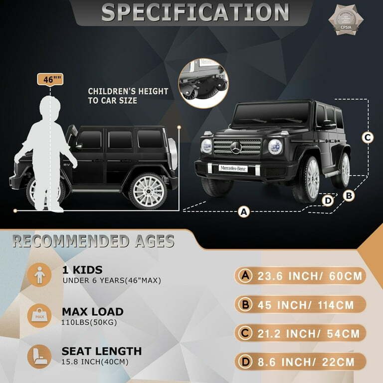 Licensed Mercedes-Benz 12V Ride On Car for Kids with Remote Control and LED Lights - 3 Speed Options