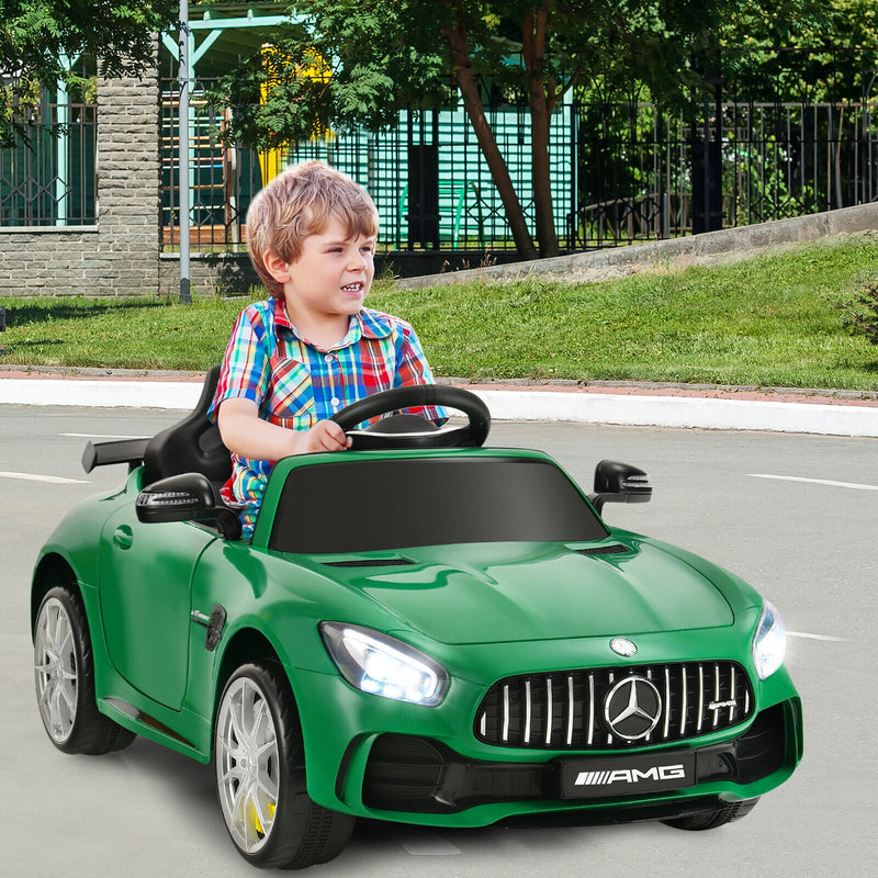 Licensed Mercedes Benz AMG GTR 12V Kids Ride On Car with Remote Control and MP3 Player - Green