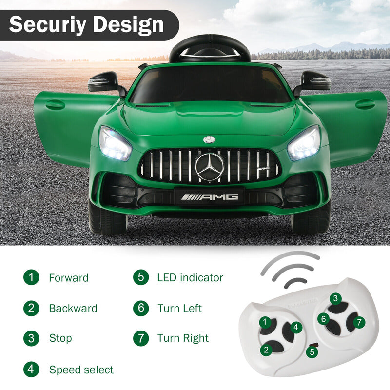 Licensed Mercedes Benz AMG GTR 12V Ride On Car for Kids with MP3 Player and Remote Control - Green
