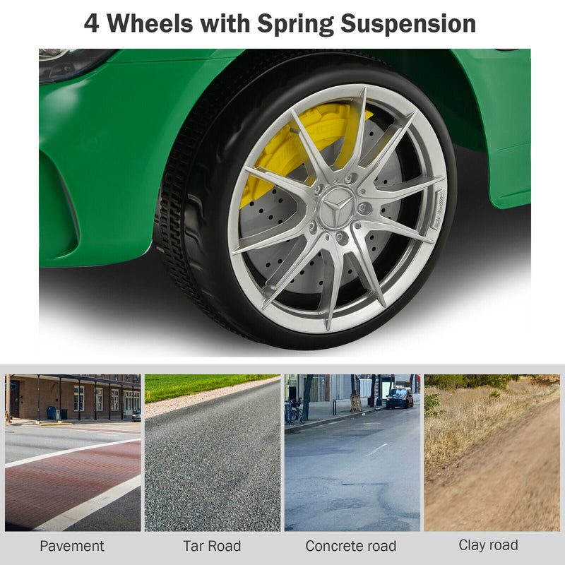 Licensed Mercedes Benz AMG GTR 12V Ride On Car with Remote Control & MP3 Player for Kids - Green