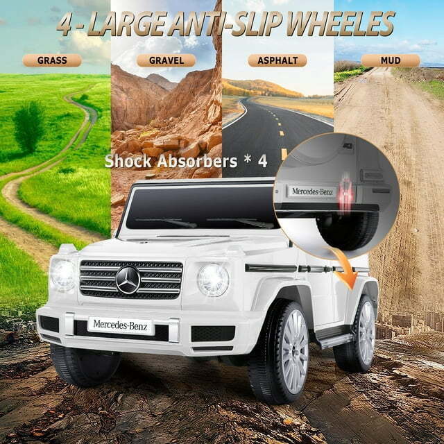 Licensed Mercedes-Benz G500 4WD Kids Ride-On Car with Remote Control and Music - 12V