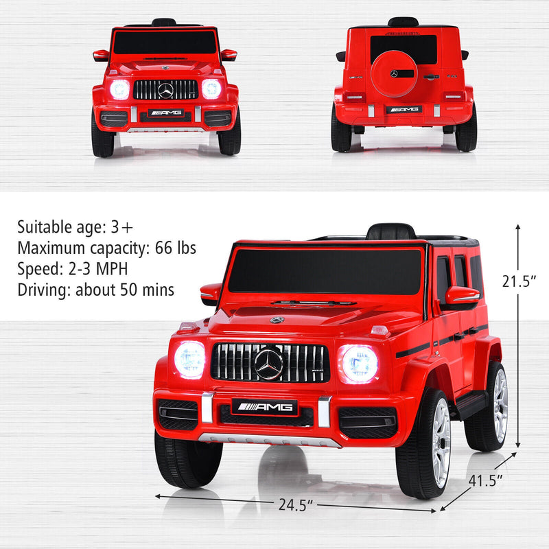 Licensed Mercedes-Benz G63 12V Kids Ride On Car with Music & Remote Control - Red