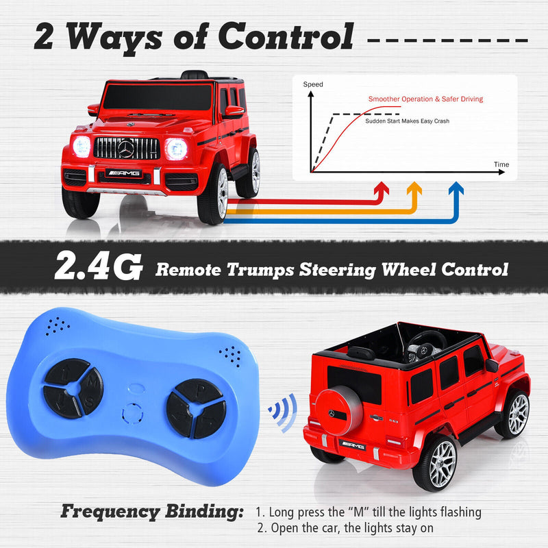 Licensed Mercedes-Benz G63 12V Kids Ride On Car with Music & Remote Control - Red