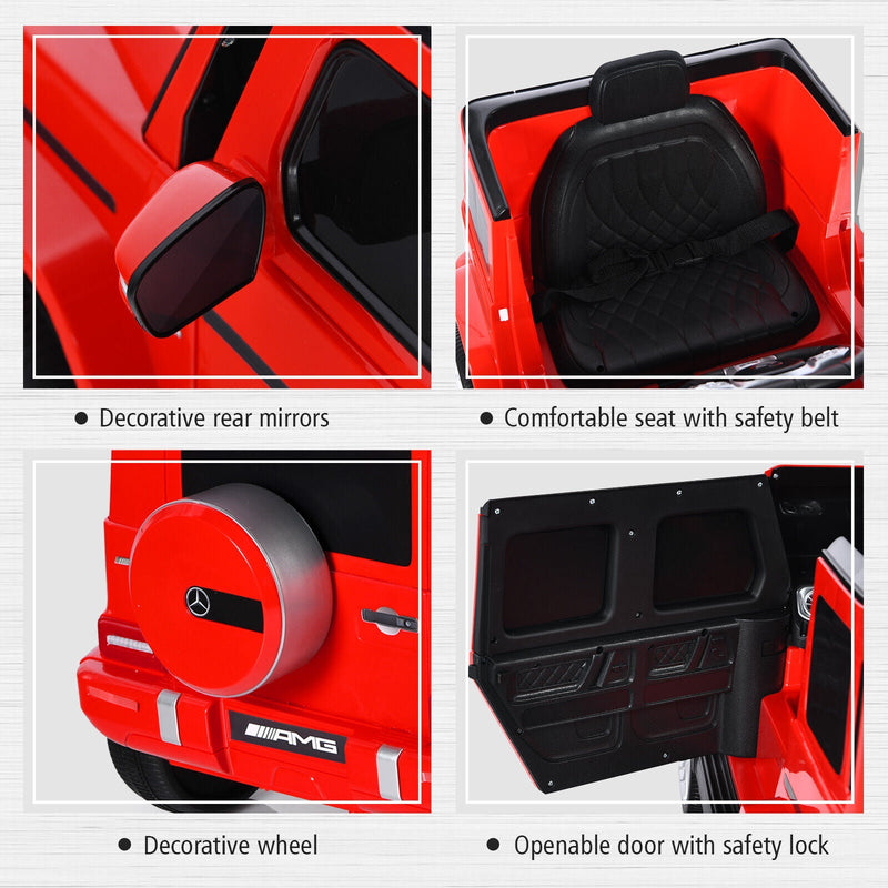 Licensed Mercedes-Benz G63 12V Kids Ride On Car with Remote Control and Music in Red