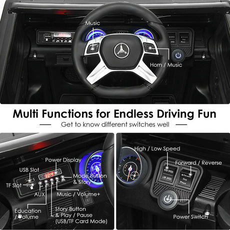 Licensed Mercedes-Benz Kids Ride On Car with RC Control and Trunk - Black