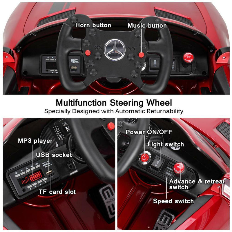 Licensed Mercedes Benz Kids Ride-On Car with Remote Control - Red