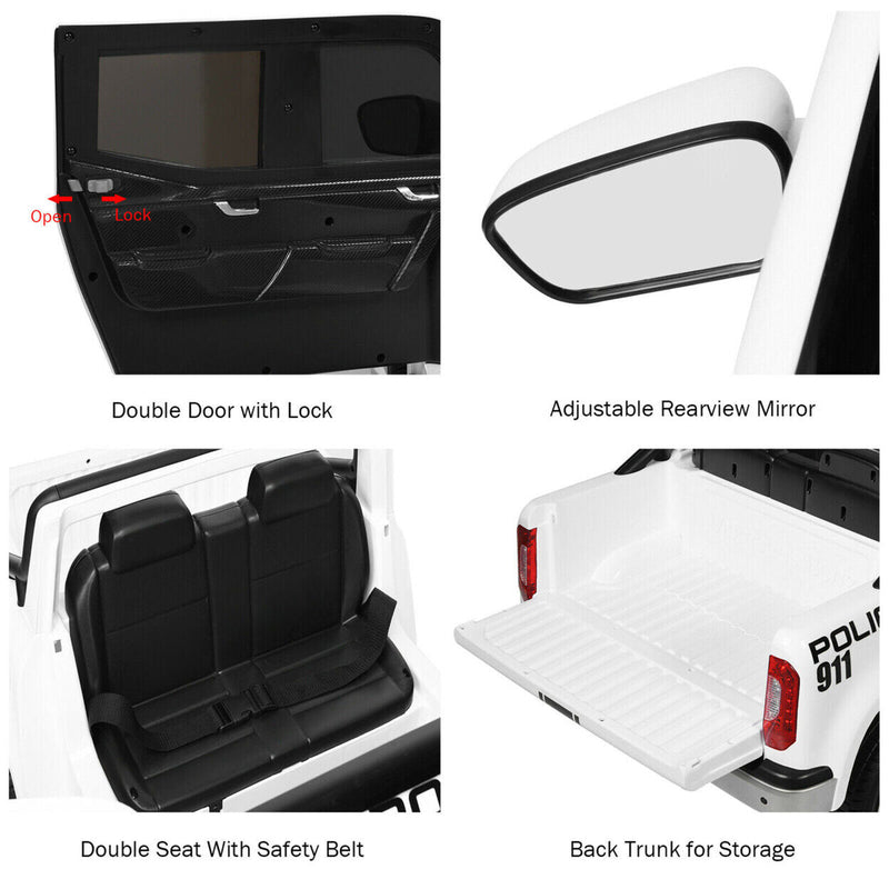 Licensed Mercedes Benz X Class 2-Seater Kids Ride On Police Car with Trunk - 12V RC Toy