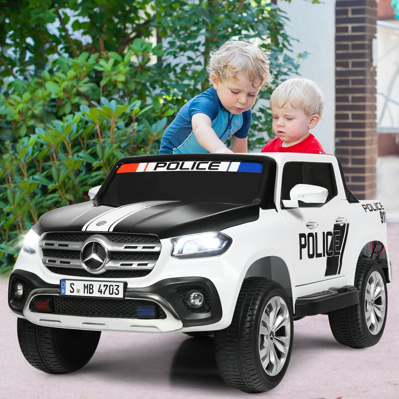 Licensed Mercedes Benz X Class RC 2-Seater Kids Police Car with Trunk - 12V