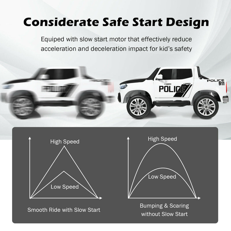 Licensed Mercedes Benz X Class RC 2-Seater Kids Police Car with Trunk - 12V