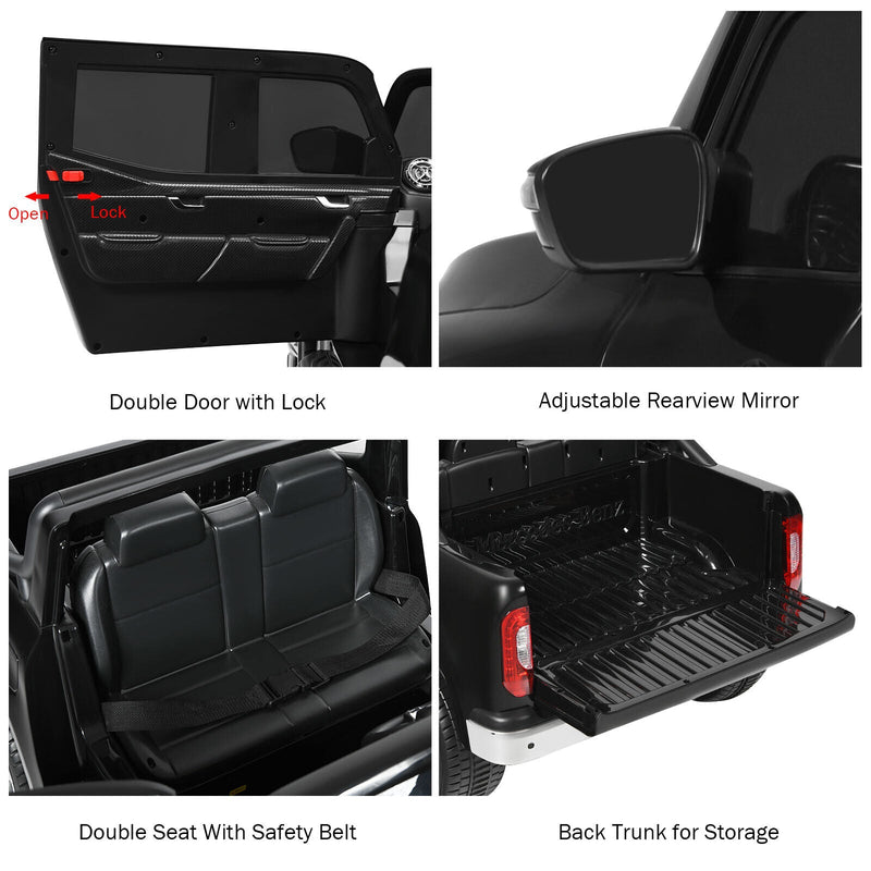 Licensed Mercedes Benz X Class RC 2-Seater Kids Ride On Car with Trunk - Black