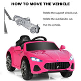 Licensed Pink Maserati GranCabrio 12V Ride On Car with Remote Control and Lights for Kids