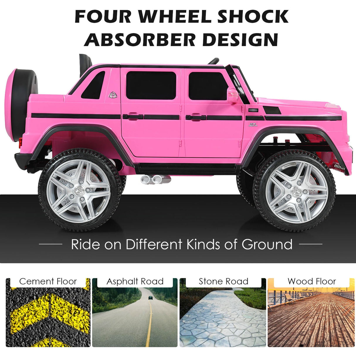 Licensed Pink Mercedes-Benz Kids Ride On Car with RC Control and Trunk