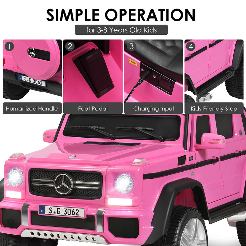 Licensed Pink Mercedes-Benz Kids Ride On Car with RC Control and Trunk
