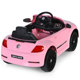 Licensed Pink Volkswagen Beetle Ride-On Car for Kids with Music and Remote Control - 12V