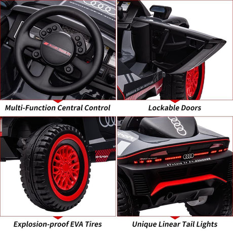 Licensed RS E-trons Racing Car 12V Ride-On with Remote Control for Kids
